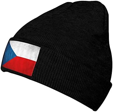 MOCSONE Çek Cumhuriyeti Retro Bayrağı Örgü Bere Kış Şapka Erkekler ve Kadınlar için Örme Kaflı Kafatası Kap Akrilik