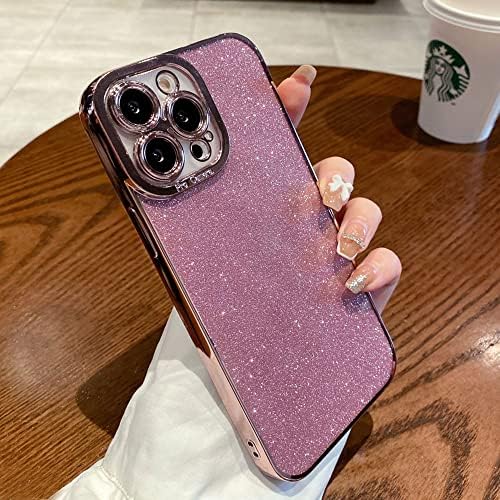 Fycyko iPhone 12 Kılıf ile Uyumlu Glitter Lüks Sevimli Esnek Bling Kapak Kamera Koruma Darbeye Dayanıklı Telefon Kılıfı