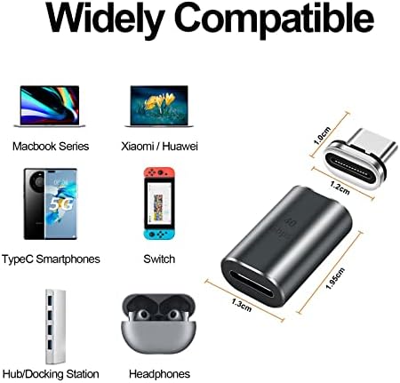 Minopara Manyetik USB C Adaptörü (I-Şekil), 40 Gbps USB4.0 Tipi C Konektörü Thunderbolt3 ile uyumlu, 100 W 8K@60Hz