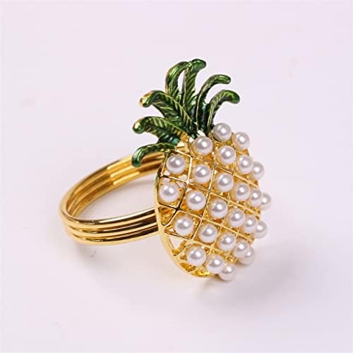 WODMB 6 Adet Peçete RingsTowel Düğmeli Ananas İnci Yüzük Yaz Düğün Hediyeleri Perle Dekorasyon (Renk: Altın, Boyut
