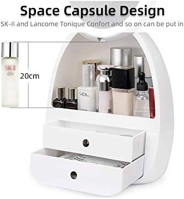 XJJZS Kozmetik saklama kutusu Ev Masaüstü Tuvalet Masası Bitirme Rafı, 360 Derece Dönen led ışık makyaj masası aynası