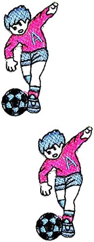 Kleenplus 2 adet. Mini Spor Yama El Sanatları Sanat Dikiş Tamir Sevimli Erkek Futbolcu Karikatür İşlemeli Demir On