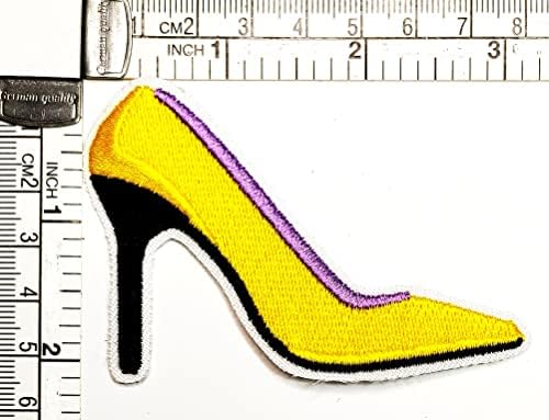 Kleenplus 3 adet. Ayakkabı Moda İşlemeli Yama Kumaş Etiket Sarı Yüksek Topuklu Karikatür Demir On Dikmek Hatıra Hediye