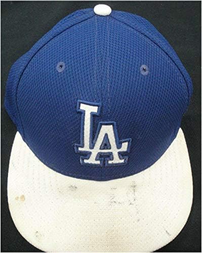 56 Dodgers Oyunu Kullanılmış Resmi MLB Beyzbol Şapkası Şapka 7 ağır kullanım gösterir-Oyun Kullanılmış MLB Şapkaları