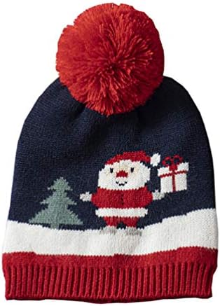 NUOBESTY Bebek Noel Örme Şapka Kış Santa Noel Ağacı Yün Şapka Kulak Koruyucu Çizgili Bere Kap Noel Kostüm Şapka için