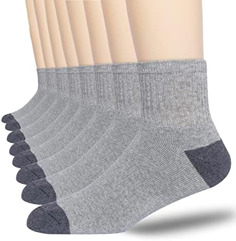 FLSHMCEN erkek Atletik Ayak Bileği Çorap 8-Pairs Pamuk Yastıklı Çeyrek Çorap Erkekler ıçin Nem Esneklik Çorap Boyutu