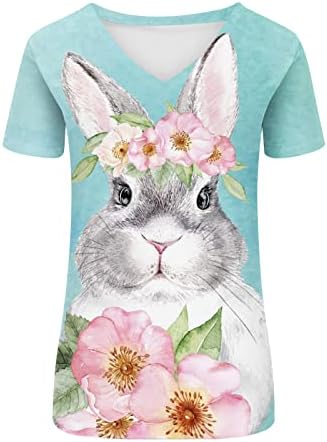 Bluz Tee Bayan Kısa Kollu Pamuk Crewneck Derin V Boyun Çiçek Sevimli Hayvan Tavşan Kostümleri Cosplay T Shirt MM