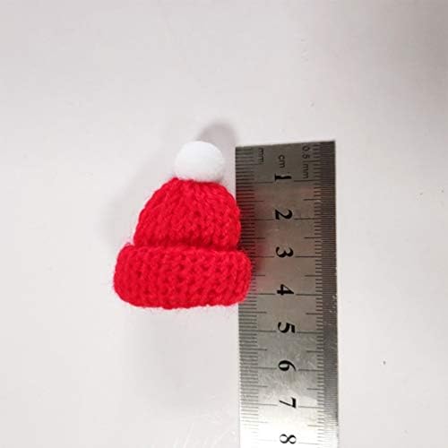 Amosfun 20 ADET Mini Örgü Şapkalar Küçük Noel Şapka Noel Baba Kap Sevimli Headdress Parti İyilik DIY El Yapımı Aksesuarlar
