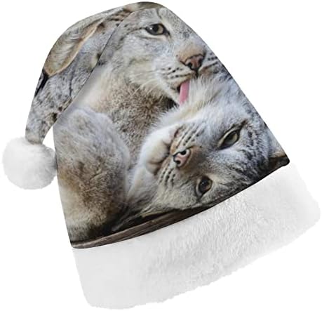 Kanadalı Lynx Temiz Zaman Noel Şapka Yumuşak Peluş Santa Kap Komik Bere Noel Yeni Yıl Şenlikli Parti için