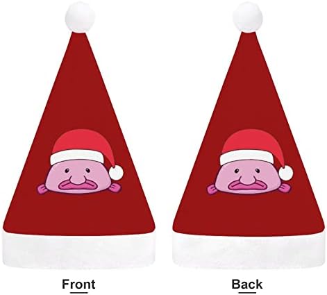 Komik Santa Blobfish Noel Şapka Yumuşak Peluş Santa Kap Komik Bere Noel Yeni Yıl Şenlikli Parti için