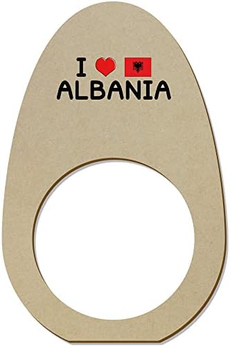 5 x 'Arnavutluk'u Seviyorum' Ahşap Peçete Halkaları / Tutucular (NR00051797)