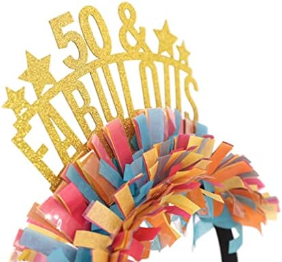 50th Doğum Günü Partisi Tiara - 50 ve Muhteşem Kafa Bandı Parti Dekor için, Komik Işıltılı Kağıt Başlık, doğum günü