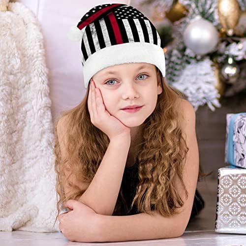 ABD İtfaiyeci Destek Bayrağı Noel Noel baba şapkası Kırmızı Noel Kap Tatil Iyilik Yeni Yıl Şenlikli Parti Malzemeleri