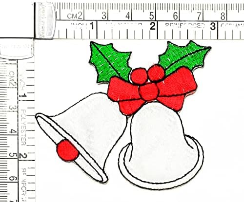 Kleenplus 2 Adet. Sevimli Noel Çanları Beyaz Yama El Sanatları Sanat Dikiş Tamir Çizgi Roman Karikatür Noel Günü İşlemeli