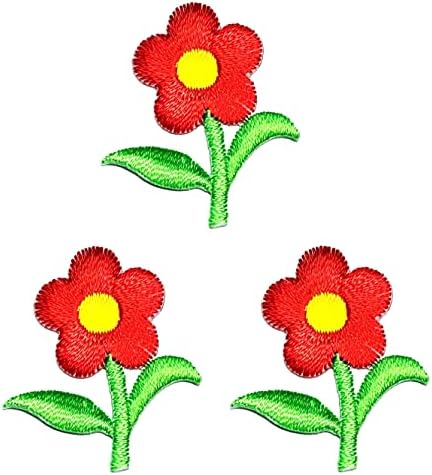 Kleenplus 3 adet. Mini Kırmızı Papatya Çiçek Dikmek Demir on Patch İşlemeli Aplike Zanaat El Yapımı Elbise Elbise