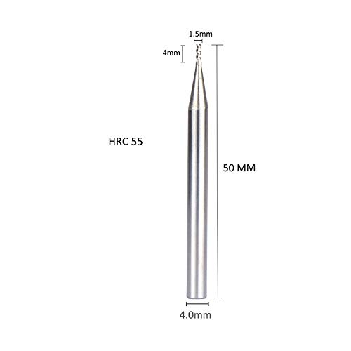 3 Parça - 3 Flüt Frezeler için Alüminyum, 1.5 mm Kesme Çapı HRC 55 CNC Spiral Yönlendirici Bit için Alüminyum, Bakır,